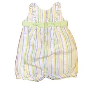 Gymboree Yellow Purple Green Stripe Romper size 6-12m
